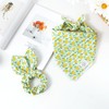 E-Clover Summer Lemon Dog Bandanas & Matching Scrunchie Set Green