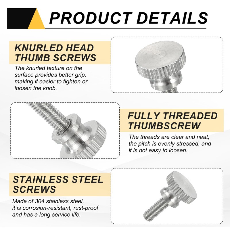 MECCANIXITY 6 PCS M4 x 12mm Flat Knurled Head Thumb