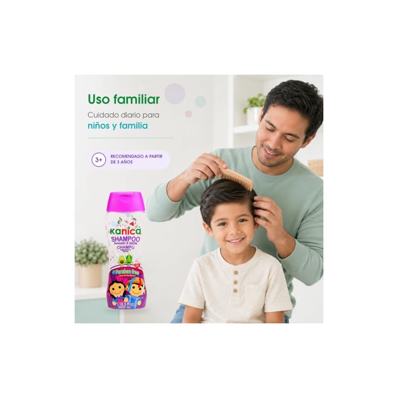 KANICA Champú sin parabenos con aloe vera y aguacate. Champú