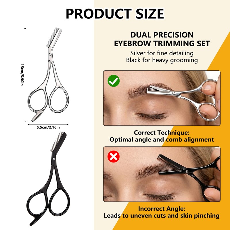 FunnAura 2 Pcs Eyebrow Scissors – Stainless Steel Brow Trimming