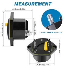 GLOSO GLOSO Circuit Breaker Switches Manual Reset Waterproof Audio Radio Solar System Boat Truck Marine Automotive Stud 5/16 Panel Mount 60A