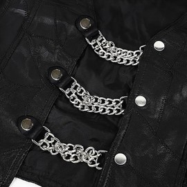 CALFOVERA Black PU Leather Motorcycle Vest Extenders, Punk Style