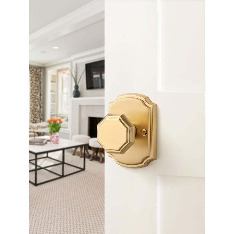 SORWDUERM 1 Pack Gold Door Knobs Passage Door Knobs Brushed