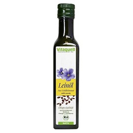 Vitaquell Organic Omega 3 Linseed Oil from Gold Linseed 250 ml, Rich in Omega 3 Fatty Acids, Especially α-Linolenic Acid (55%)