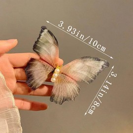 20 PCS Butterfly Hair Clips Large Boho Pearl Butterfly Hair Barrette 3D Moving Wings Strong Hold Hairpin Colorful Cute Butterfly Hair Accessories for Women Girls