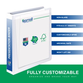 Samsill 1.5 Inch 3 Ring Binders, Made in USA, Economy Round Ring, Clear View Cover, 325 Sheet Capacity - for School, Home, Office - White, 6 Pack