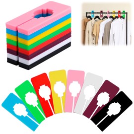 Heqishun 40 Pack Wardrobe Dividers, Color Closet Rack Dividers, Rectangular Clothing Rack Size Dividers, Plastic Closet Dividers for Hanging, Blank Closet Separators for Home Kids, Adults - 8 Colours