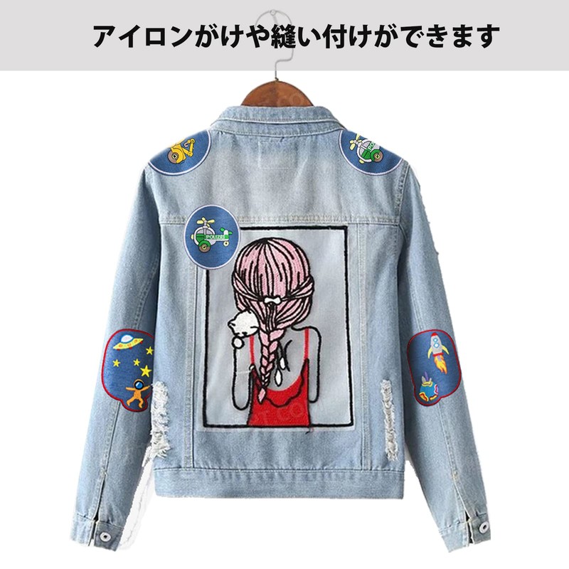 EUSTACE Patches, Space Applique Iron on Star Ball Patch, Denim