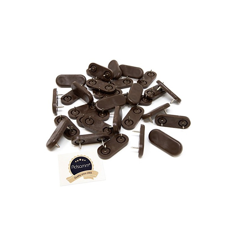 Adsamm® 32 x Plastic Gliders with 2 Nails / Brown