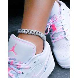 OYOGAA 9mm Cuban Link Anklets Bracelet For Women 6 Times 14K Gold Plated Full Iced Out Cubic Zirconia Shiny Miami Cuban Foot Bracelets Hio-Hop Anklet Jewelry Gifts For Women Men (White Gold, 8.00)