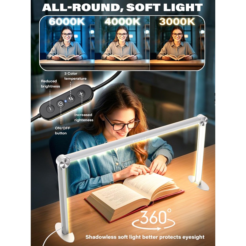 STOLAS Half Moon Light for Nail Desk with Phone Holder,