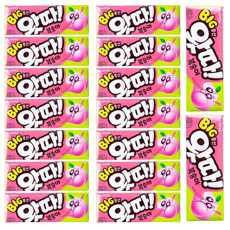 K-Food Korean Bubble Gum Peach Chewy Flavored Bubble Gum Packs