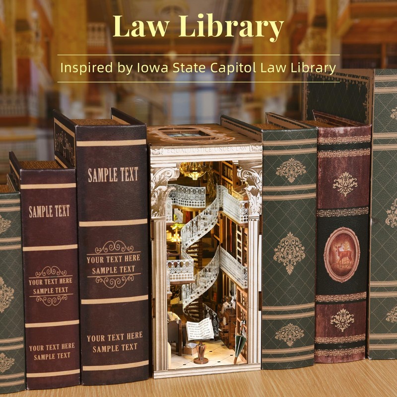 MiniCity 3D Wooden Puzzle Bookend Bookshelf Insert Decor with LED