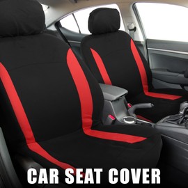 X AUTOHAUX 4pcs Universal Interior Car Seat Covers Head Rest Cover Washable Flat Padding Polyester Sponge Car Seat Covers Fit for Cars Trucks and SUVs Red Black