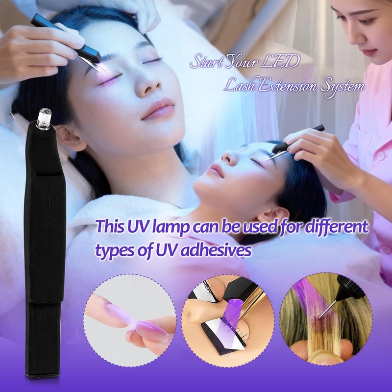 UV Lash Glue (3ml) with Light, 2-in-1 Portable UV LED
