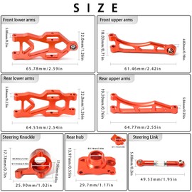 RC 1/16 Front Upper Lower Arm Upgrade Parts 4 Sets Steering Block Link Rod Aluminium Replacement Metal Suspension Accessories for SCY 16101 16102 16106 16201 JJRC Q130A Q130B Q141 Q117 RC Car