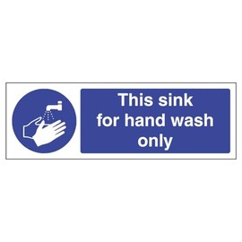 V Safety This Sink For Hand Wash Only - Landscape 300 x 100 mm - 3mm Brushed Aluminium Composite Safety Sign