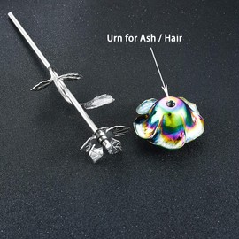 Sunling Stainless Steel Decorative Rose Flower Cremation Urns for Ashes-Human Pet Dog Cat Memorial Keepsake -Funeral Ash Container 1PC 9.5 Inches