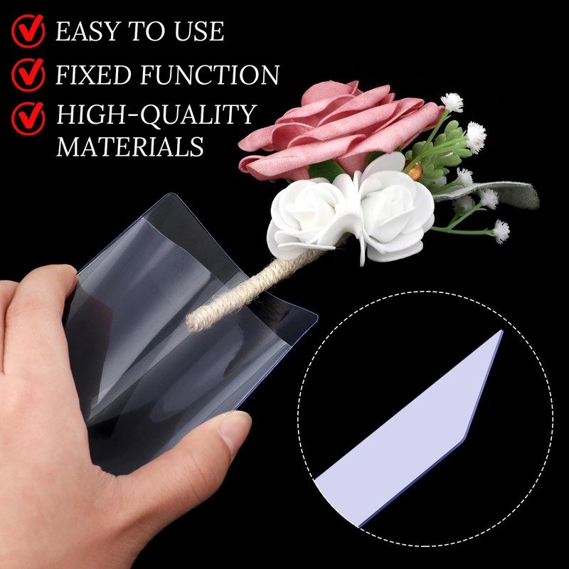 Riceshoot 15 Pcs Pocket Boutonniere Plastic Sleeve for Groom Groomsmen