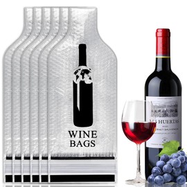 QPEY 6PCS Wine Bottle Travel Protector Bags, Resealable Wine Sleeves For Suitcase Luggage, Double Layer Wine Skins For Airplane Leak Proof
