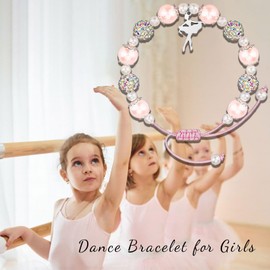 MollyQueen Dance Recital Gifts,Dance Bracelet Dancer Gifts，Pink Ballet Dance Bracelet Jewelry，Dance Lovers Gift，Dance Inspirational Gifts Never Miss a Chance to Dance (Pink dancer-A)
