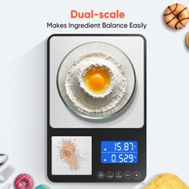 KUAIVO 0.001 oz / 33 lb Dual Platform Kitchen Scale, Digital Food Scale with Two Precision Surfaces, LCD Display, 7 Units, Tare & Accumulation Functions – Perfect for Baking, Sourdough, and Cooking