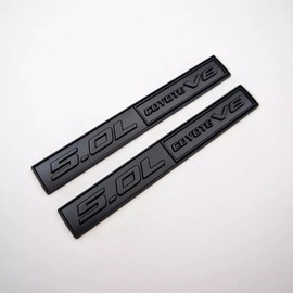 2 Pack 5.0L Coyote V8 Emblems Badge V8 Engine Trim Hook Trunk 3D Adhesive Decals Stickers (Matte Black)