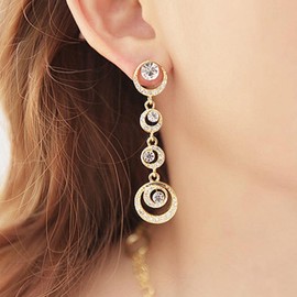 Aneneiceera Vintage Long Tassel Crystal Dangle Earrings French Gold Layered Rhinestone Hoop Drop Earrings Statement Wedding Rhinestone Planets Sparkling Prom Earrings for Women and Girls