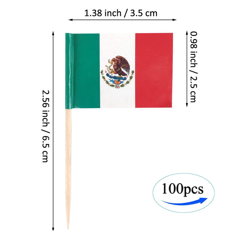 JBCD Mexico Toothpick Flag Mexican Mini Small Cupcake Topper Flags,