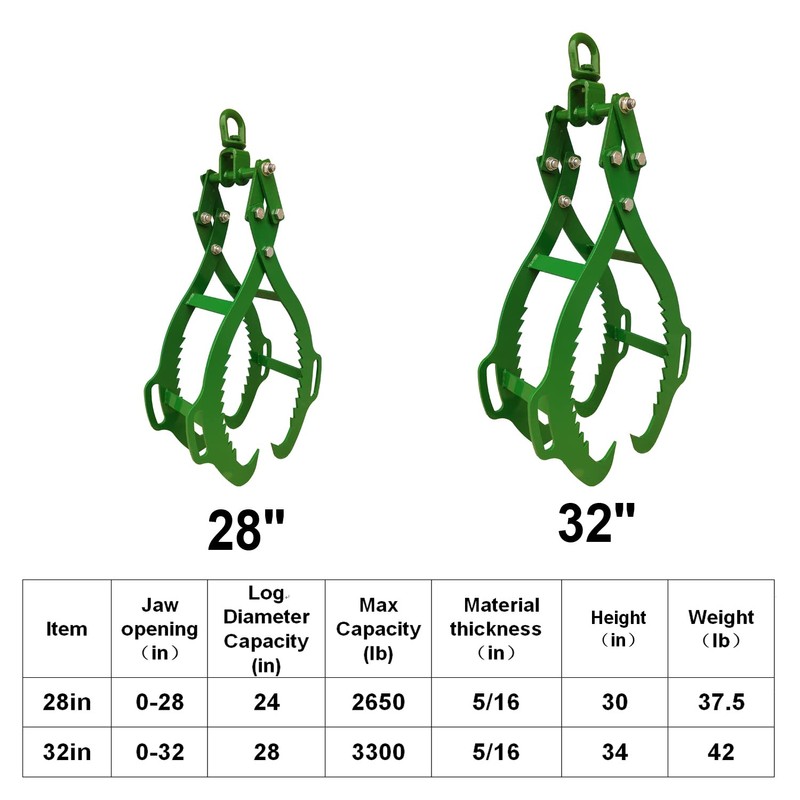 4 Claw Log Lifting Tongs Timber Claw Hook, 32in -