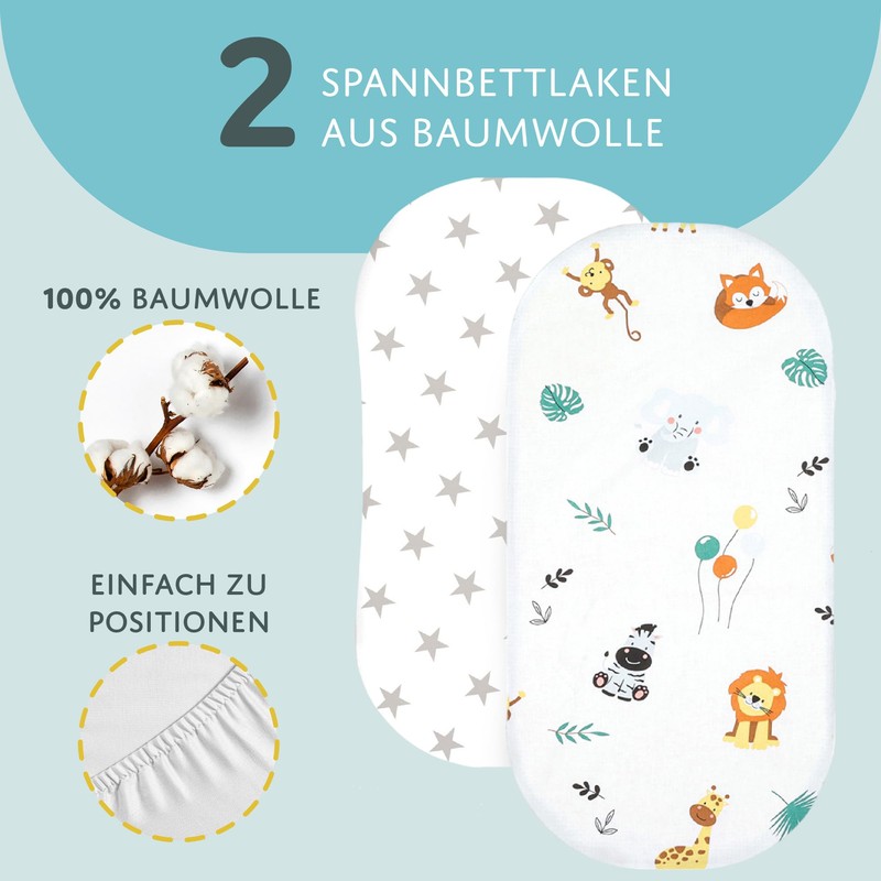 Fitted sheet for stroller and cradle for baby bed Set