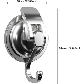 SOCONT Heavy Duty Vacuum Suction Cup Hooks, Silver Plated Polished Super Suction for Kitchen Bathroom, 6 Pack