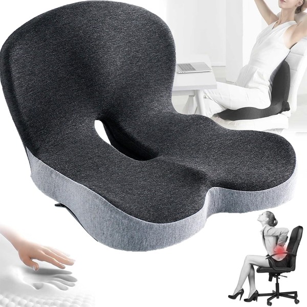 Memory Foam Office Chair Cushion, L-Shaped Integrated Seat Cushions, Butt