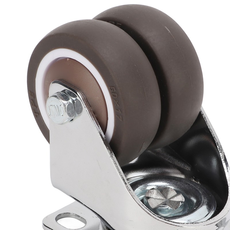 2pcs Caster Wheels Silent 360° Rotation Brake Free TPR Soft