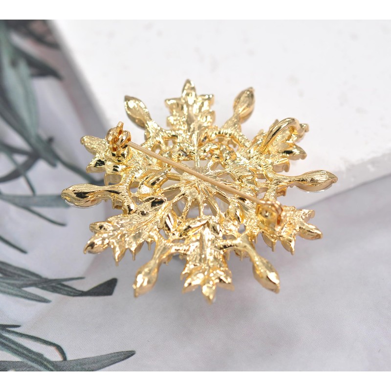 Gyn&Joy Crystal Winter Snowflake Brooch pins for Women, crystal, crystal