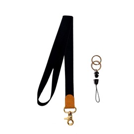 EASTERUP Long Neck Lanyard Keychain,Cool Lanyards for Keys ID Badges Wallet Phone，Premium Black Lanyards for Women/Men