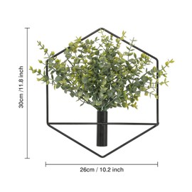 Pretty Jolly Wall Decor, Hexagonal Wall-Mounted Metal Wall Decor, Hanging Artificial Plant Indoor Display, Wall Art Living Room, Bedroom, Honeycomb Greenery Wall Decor 3 Pack Black Eucalyptus
