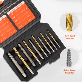 UYECOVE 10PCS Stripped Screw Extractor Set, 35# Cr-Mo & 6542 HSS Steel Cobalt Left Handed Drill Bit | Broken Screw Extractor Kit | Easy Out Screw Extractor Set Removing Stripped Screws Broken Bolts