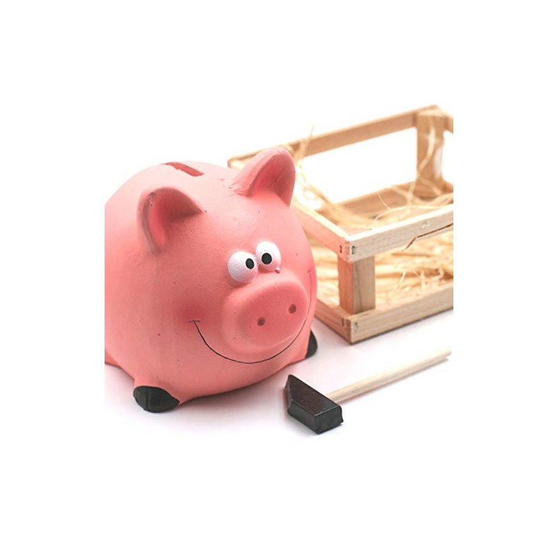 Piggy with Hammer Wheelbarrow 14 x 12 cm Multi-Coloured
