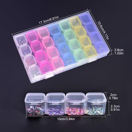 KADS Bead Storage Organizer Box with 28 Grids and Removable Dividers - Plastic Container Tray for Craft, Jewelry and Earrings (Colorful)