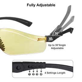 xaegistac Shooting Glasses Anti-fog Shooting Range Eye Protection, Adjustable Safety Glasses with Zipper Hard Case (black frame yellow lens)