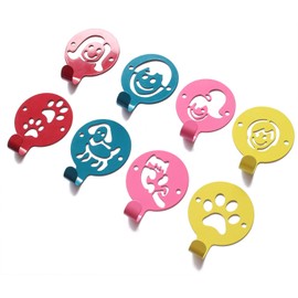 Creathome DIY Family and Pet Series Single Hook, Stainless Steel, Multiple Usage for Wall Hooks and Sticky Hangers Colorful Powder Coated, 8 Packs.