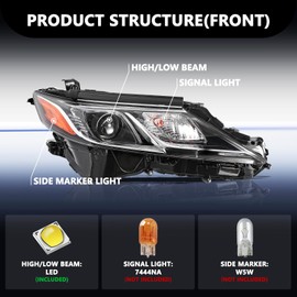 Aosky Compatible with 2018 2019 2020 2021 2022 2023 Toyota Camry LED Headlight L LE SE Assembly Headlamp Replacement(Right Passenger Side)