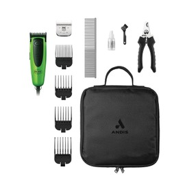 Andis Dr. Pol Easy Clip Versa Clipper Kit - Complete Grooming Solution with Detachable Blades, Attachment Combs, Nail Clipper & More for Safe, Efficient Grooming of All Dog Types, Green, 561121
