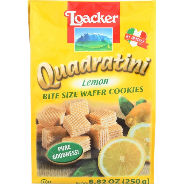 Loacker Quadratini Lemon Wafer Cookies, 8.82-Ounce Packages (Pack of 8)