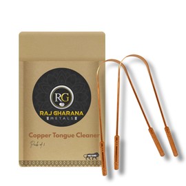 Copper Tongue Cleaner (Pack of 2) - Reduces Bad Breath & Becterial Load - Supports Digestive Health | Wide & Soft Edge Span - Non Slippery Flexible Handle - Easy & Safe to Use by Raj Gharana Metals