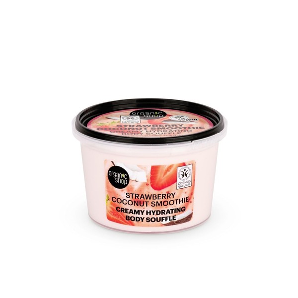 Organic Shop Strawberry Coconut Smoothie Creamy Hydrating Body Souffle, 250