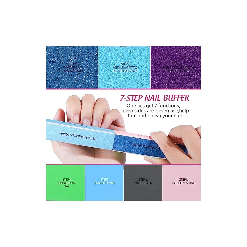 FANDAMEI Nail Files and Buffers, 20PCS Nail File Kit. Rectangular