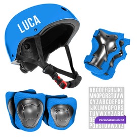 Niftii Kids Helmet with Pads and Personalisation Kit - Adjustable Multi-Sport Complete Safety Gear for Cycling, Skateboarding & Scooting - Ideal for Boys & Girls Ages 3-15 - Bike Helmet Set (Blue)