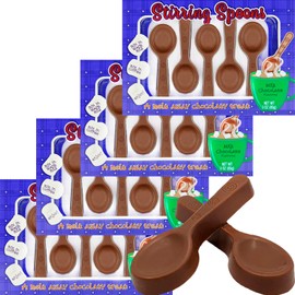 Fruidles Christmas Chocolate Stirring Spoons Holiday Treats, Milk Chocolaty 'n Smooth, Hot Chocolate Spoons Pop Party Bag Fillers, Kosher Certified Dairy, 3oz Chocolate (4-Pack)